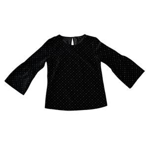 Banana Republic Black White Polka Dot Long Sleeve Blouse Size S